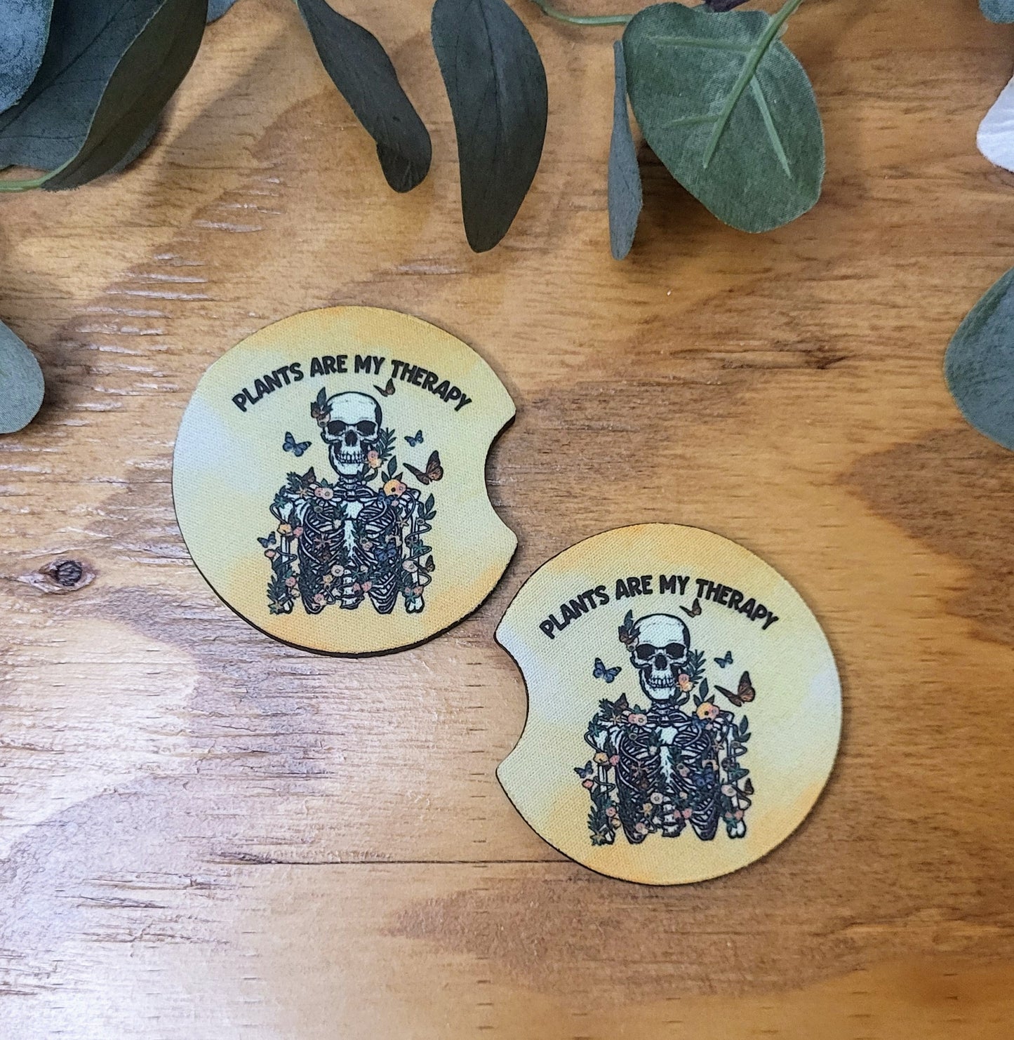 Plants are My Therapy Car Coasters
