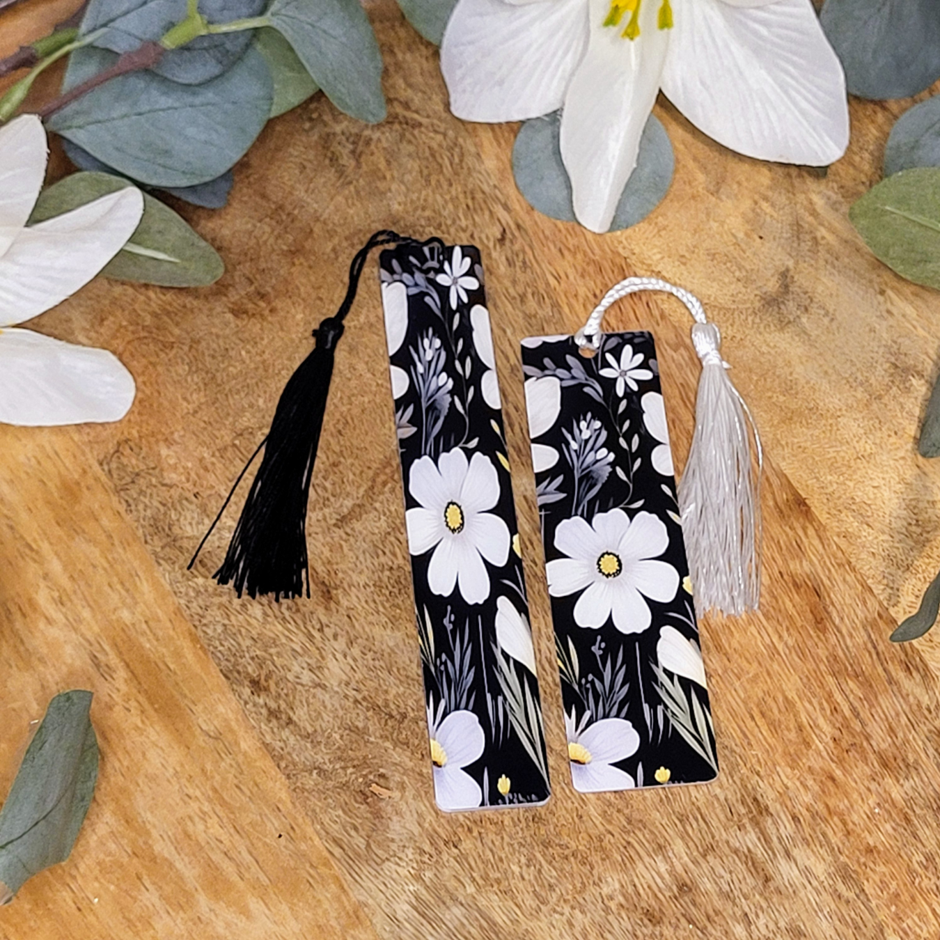 White Floral Bookmark
