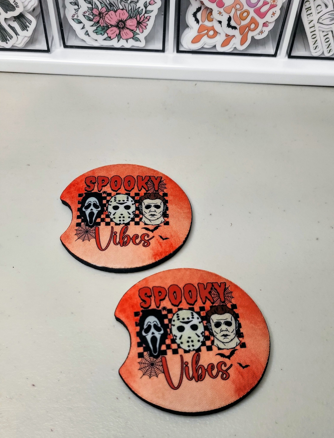 Spooky Vibes Car Coasters