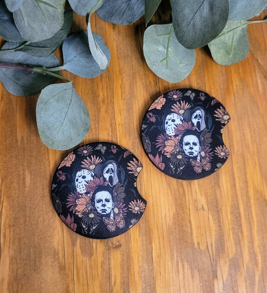 Horror Floral Car Coasters