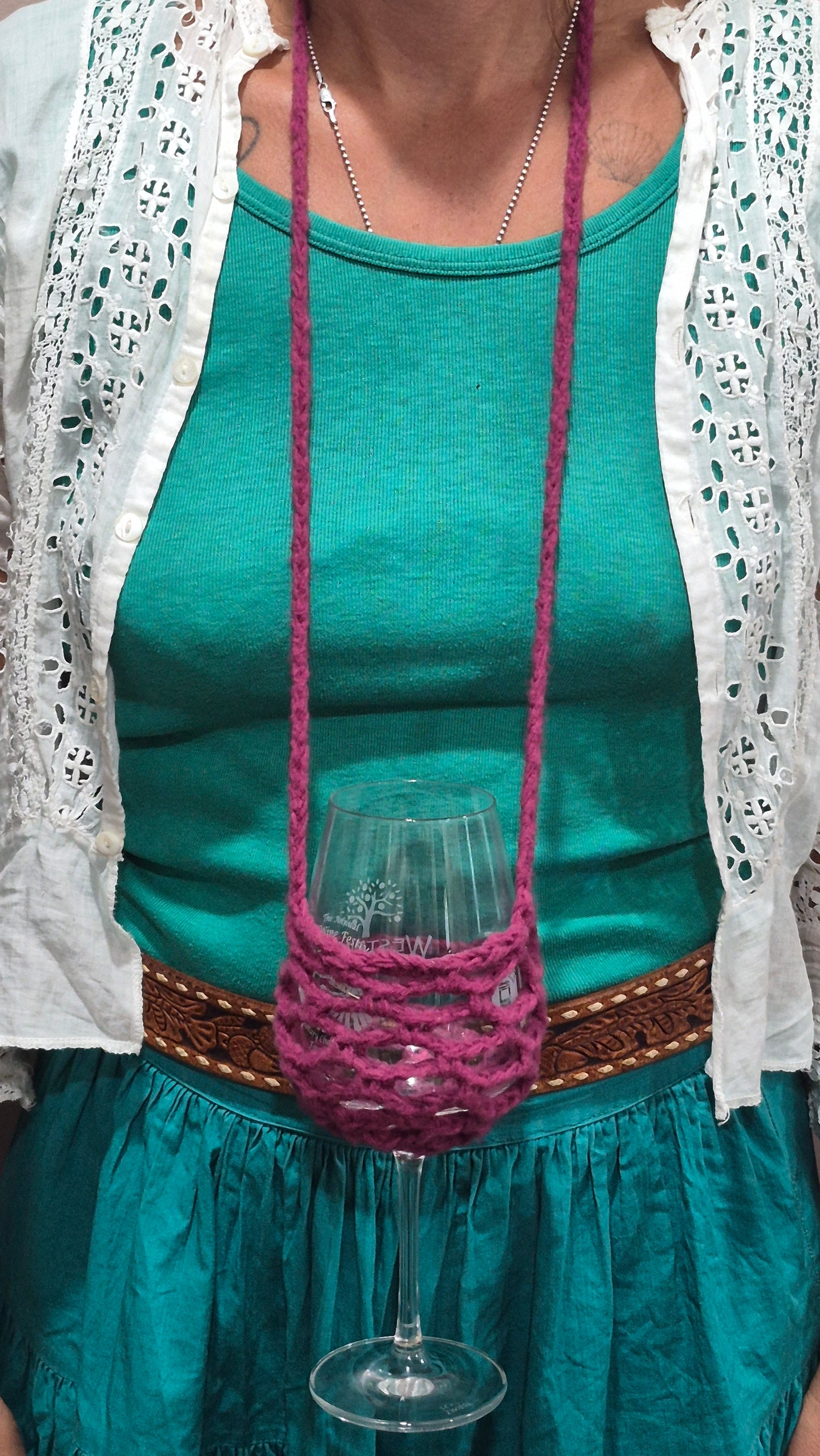 Crochet Wine Glass Lanyard
