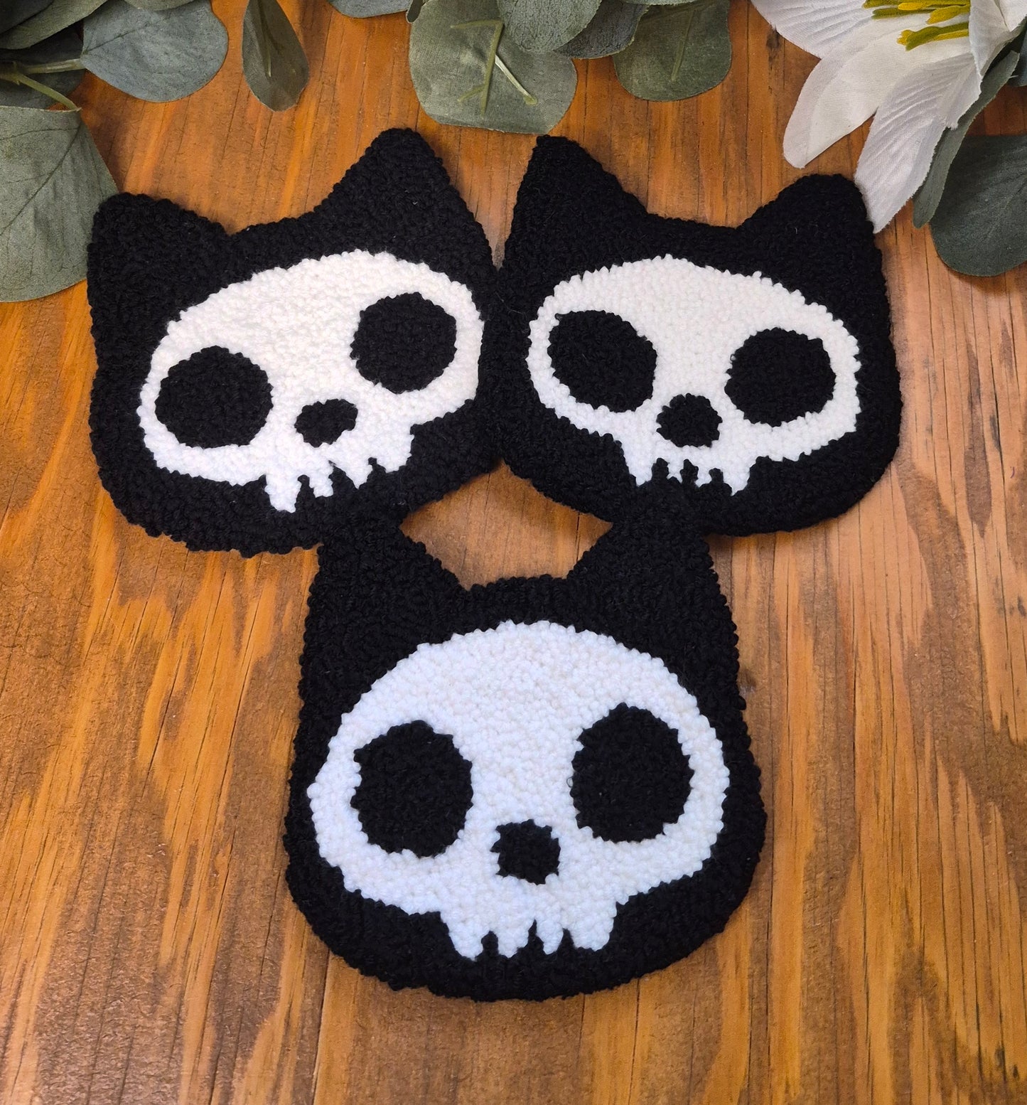 Skull Cat Mug Rug